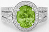 Oval Peridot and Diamond Engagement Ring in 14k