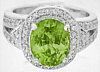 Oval Peridot and Diamond Ring in 14k white gold