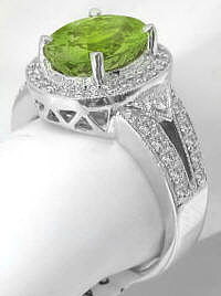 14k white gold Peridot Rings in 14k yellow gold
