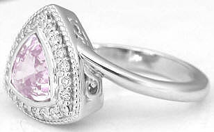 Bezel Set Pink Sapphire Trillion Ring in 14k
