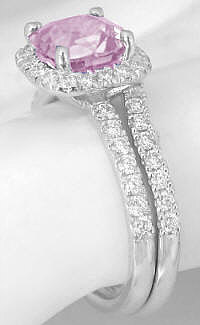 Pink Sapphire Engagement Rings in 14k white gold