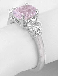 Pink and White Sapphire Three Stone Rings in 14k