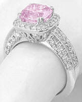 Cushion Cut Pink Sapphire 7mm Rings in 14k white gold