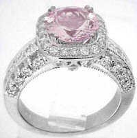 Round Light Pink Sapphire Rings Gold in 14k white gold