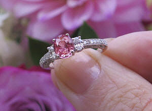 Vintage Style Sri Lankan Natural Oval Cut Pink Sapphire Engagement Ring with 14k white gold band for sale