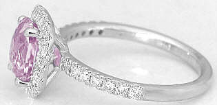 Diamond Halo Pink Sapphire Ring in 14k white gold