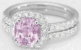 Light Pink Sapphire Engagement Rings in 14k white gold