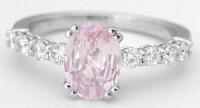 Oval Light Pink Sapphire Diamond Rings in White Gold