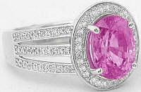 Natural Pink Sapphire Rings in 14k white gold