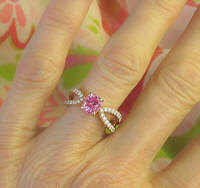 Natural pink sapphire rose gold ring with split shank