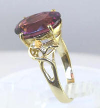 5 carat large natural pink tourmaline solitaire ring in 14k yellow gold