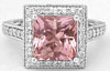 Princess Pink Tourmaline and Diamond Ring in 14k white gold