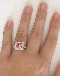 Princess Cut Light Pink Tourmaline Rings in 14k gold
