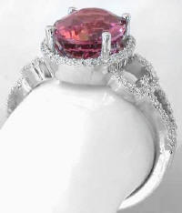 Pink Tourmaline Oval October Birthstone Rings in 14k white gold