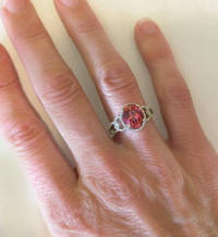 Oval Tourmaline and Diamond Halo Ring in White Gold