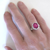 Natural Pink Tourmaline October Birthstone Rings in 14k white gold