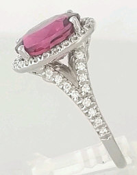 Diamond and Pink Tourmaline Ring in 14k white gold