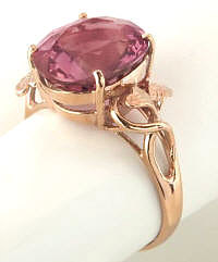 Large Oval Pink Tourmaline Solitaire Ring in Rose Gold