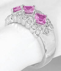 Pink Sapphire Diamond Wedding Ring in White Gold