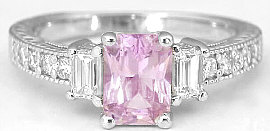 Radiant Cut Pink Sapphire Diamond Rings