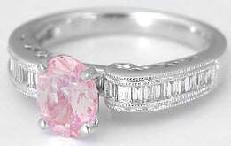 Light Pink Sapphire and Diamond Ring in 18k white gold