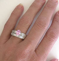 Engagement Elegant 1.62 ctw Pink Sapphire and Diamond Ring in 18k white gold