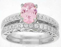 Light Pink Sapphire Engagement Ring and Wedding Band