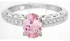 Light Pink Sapphire Diamond Ring with 0.30 ctw Matching Band in 14k white gold