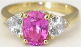 Unheated Ceylon Pink Sapphire and White Sapphire Engagement  Ring in 14k yellow gold