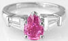 Pear Pink Sapphire Ring with Baguette Diamonds