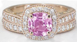 1.66 carat Pink Sapphire Engagement Ring in 14k rose gold