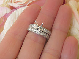 Platinum Diamond Engagement Semi Mount Ring Set for sale