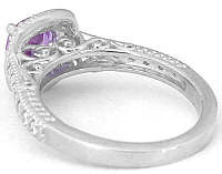 Cushion cut halo natural ceylon - unheated/untreated purple sapphire band ring in gold