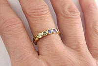 Bezel Set Eternity Band Ring with Natural Round Rainbow Sapphires in Yellow Gold