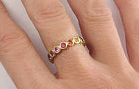 18k Yellow Gold Eternity Band with 3mm Round Rainbow Sapphires