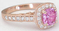 1.66 ctw Pink Sapphire and Diamond Ring in 14k rose gold