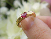 Natural Ruby Solitaire Ring- Semi Bezel East West Set Ruby Ring in Solid 14k yellow gold for sale