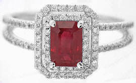 Ruby Ring White Gold with Diamonds in 14k white gold