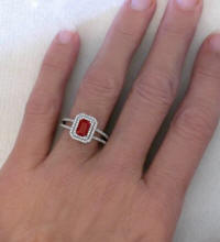 Double halo halo natural ruby verified to be lead glass free ! ring in 14k white gold