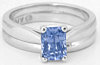 Ceylon Sapphire Solitaire Engagement Ring and Wedding Band in 14k white gold