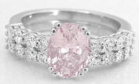 Baby Pink Sapphire Diamond Engagement Set in 14k