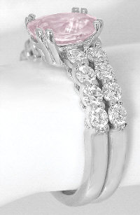 Pink Diamond Sapphire Engagement Rings in 14k white gold