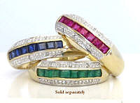 Ruby Sapphire Emerald Ring Set
