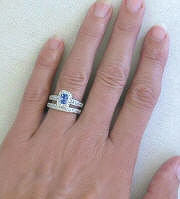 Ceylon Sapphire Radiant Cut Engagement Rings in 14k white gold