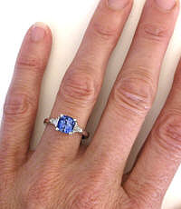 3 Stone Sapphire Trillion Diamond Rings in Platinum