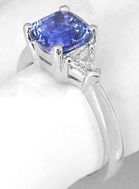 Cushion cut natural ceylon blue sapphire engagement ring in platinum