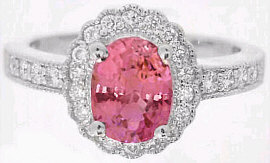 2.05 ctw Pink Sapphire and Diamond Ring in 14k white gold