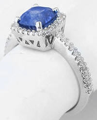 Natural Ceylon Cushion Cut Sapphire and Diamond Ring in 14k