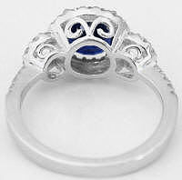 Filigree Scroll Blue Sapphire and Diamond Rings in 14k white gold