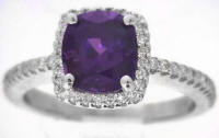 Rich Cushion Cut Purple Sapphire Ring